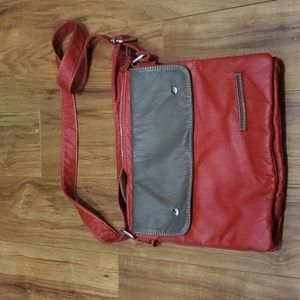 Brand new without tags red & brown crossbody purse